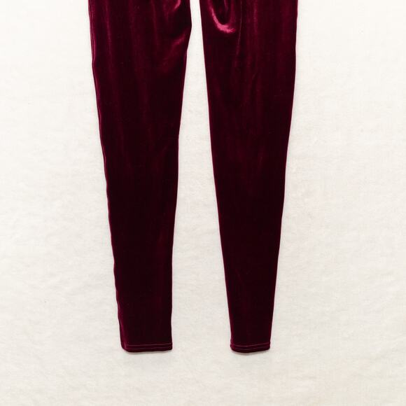 SPANX Velvet Leggings Slimming Tummy Control Velour Merlot Wine Sz M - Picture 9 of 12
